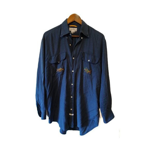 JC DE CASTELBAJAC - Embroidered blue shirt - Sz M - Picture 1 of 8